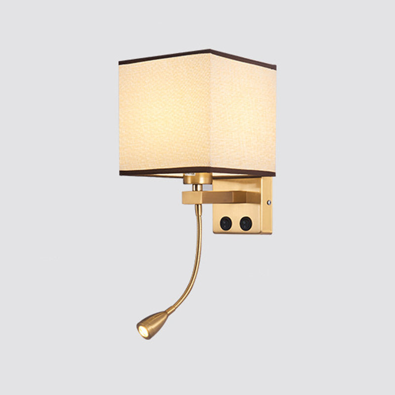 Vierkante stoffen schaduw eenvoud LED -leeslamp verstelbaar Spotlight Design Moderne Style SCONCE Lights