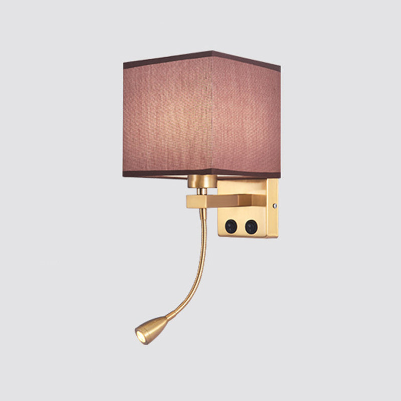 Vierkante stoffen schaduw eenvoud LED -leeslamp verstelbaar Spotlight Design Moderne Style SCONCE Lights