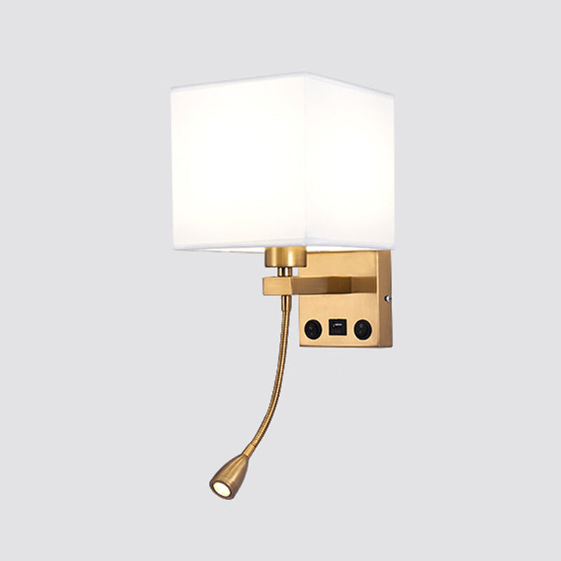 Vierkante stoffen schaduw eenvoud LED -leeslamp verstelbaar Spotlight Design Moderne Style SCONCE Lights