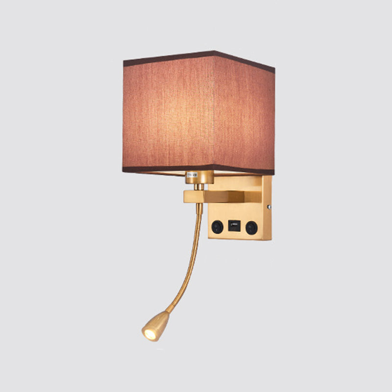 Vierkante stoffen schaduw eenvoud LED -leeslamp verstelbaar Spotlight Design Moderne Style SCONCE Lights