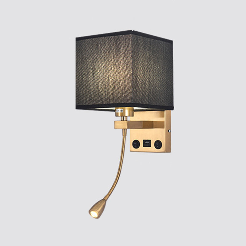 Vierkante stoffen schaduw eenvoud LED -leeslamp verstelbaar Spotlight Design Moderne Style SCONCE Lights
