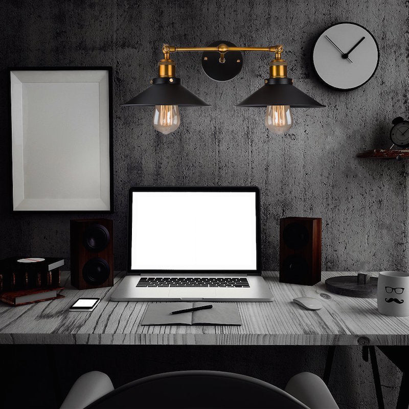 2 Leuchten Metall Wandmontierte Leuchte Industriekegelkegelwandleuchten für Hall und Foyer