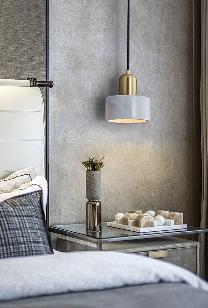 Cylindrical Pendant Ceiling Light Simplicity-Style Stone Living Room Hanging Ceiling Light