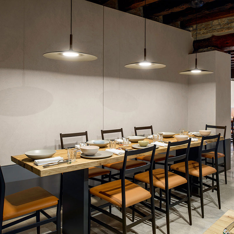 Grijs modern cement pendulum licht slank 1-licht LED-hangende plafondlicht voor eetkamer