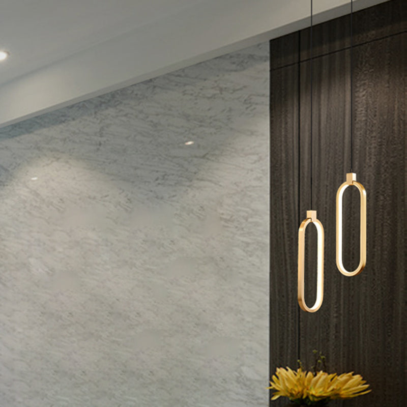 Minimalist LED Hanging Ceiling Light Aluminum 1-Light Linear Ceiling Pendant Light