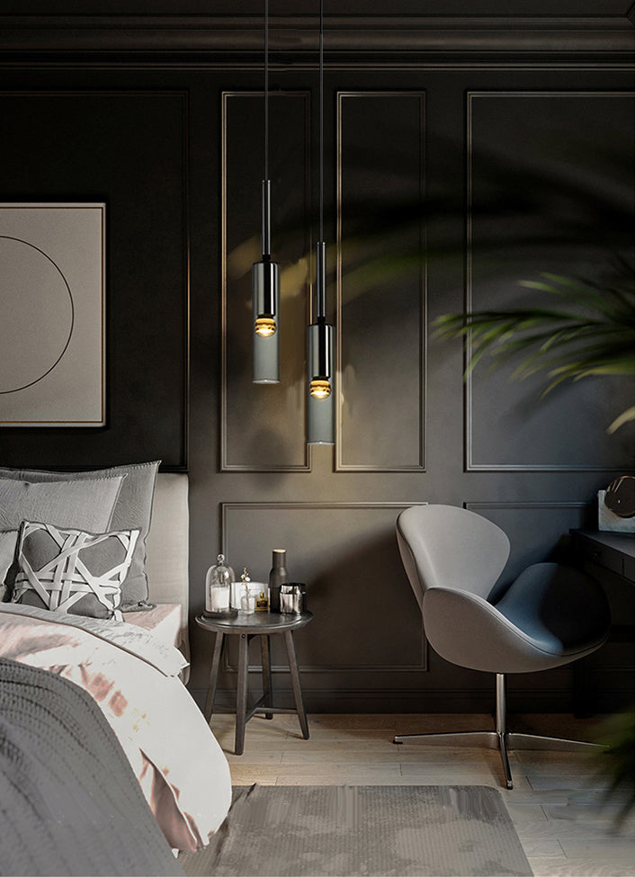 Black Minimaliste à 1 lumière LED Down Lighting Crystal suspendu Pendant Light pour la chambre