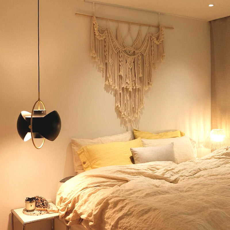 Costilería colgante colgante de hierro negro Luz de 1 luces de 1 luces para sala de estar