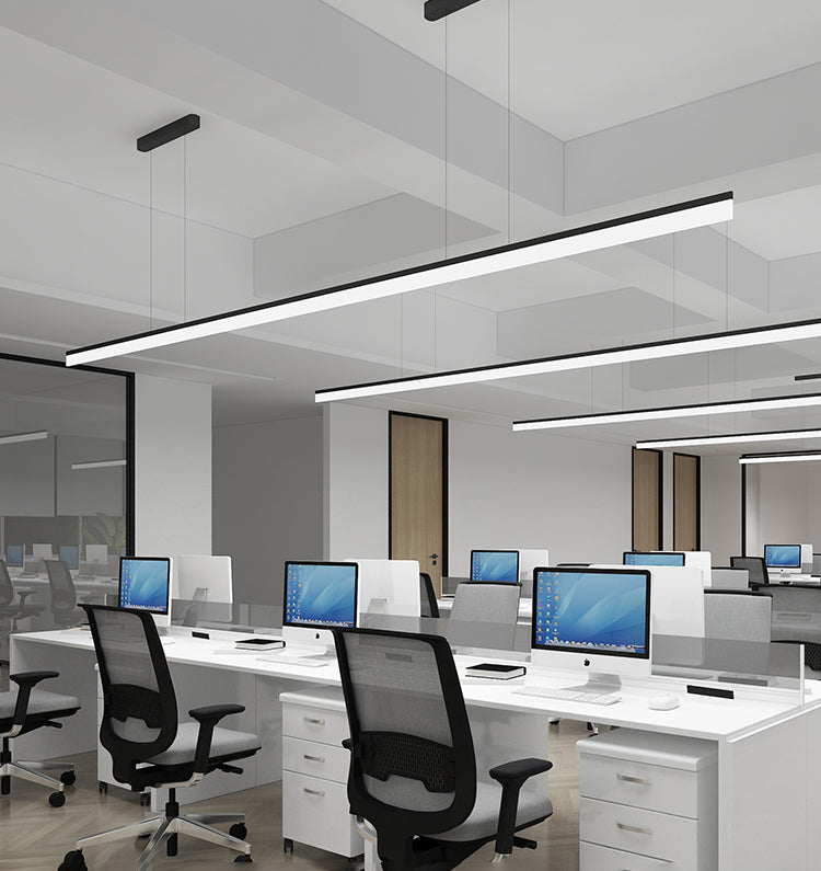 Black Aluminum Minimal Ceiling Lamp 1-Light LED Pendant Lighting Fixture for Office