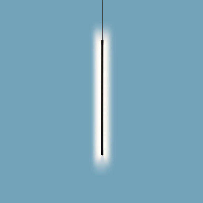 Black Aluminum New Modern Hanging Ceiling Light Linear 1-Light Pendant Light for Bedroom