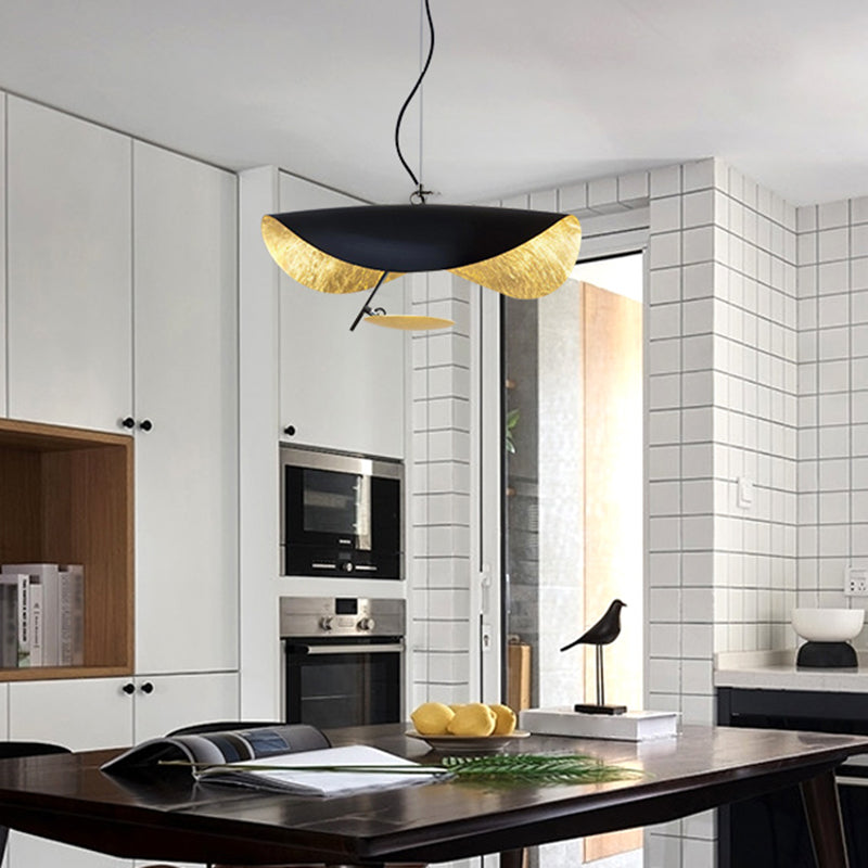 Zwarte hoed Iron Down Lighting Pendant eigentijds 1-licht plafondlicht voor eetkamer