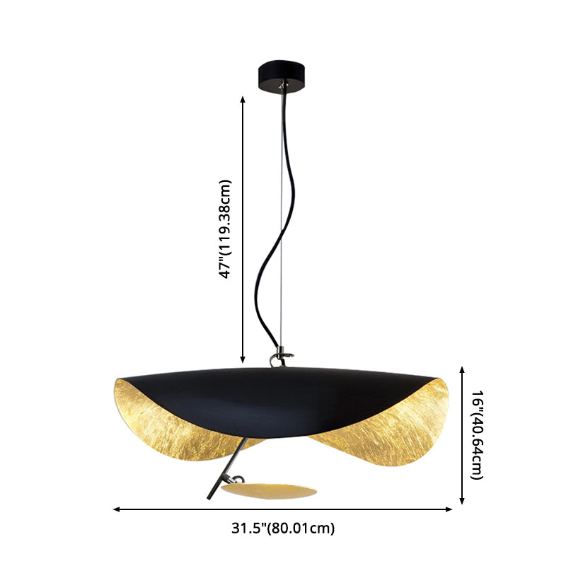 Zwarte hoed Iron Down Lighting Pendant eigentijds 1-licht plafondlicht voor eetkamer