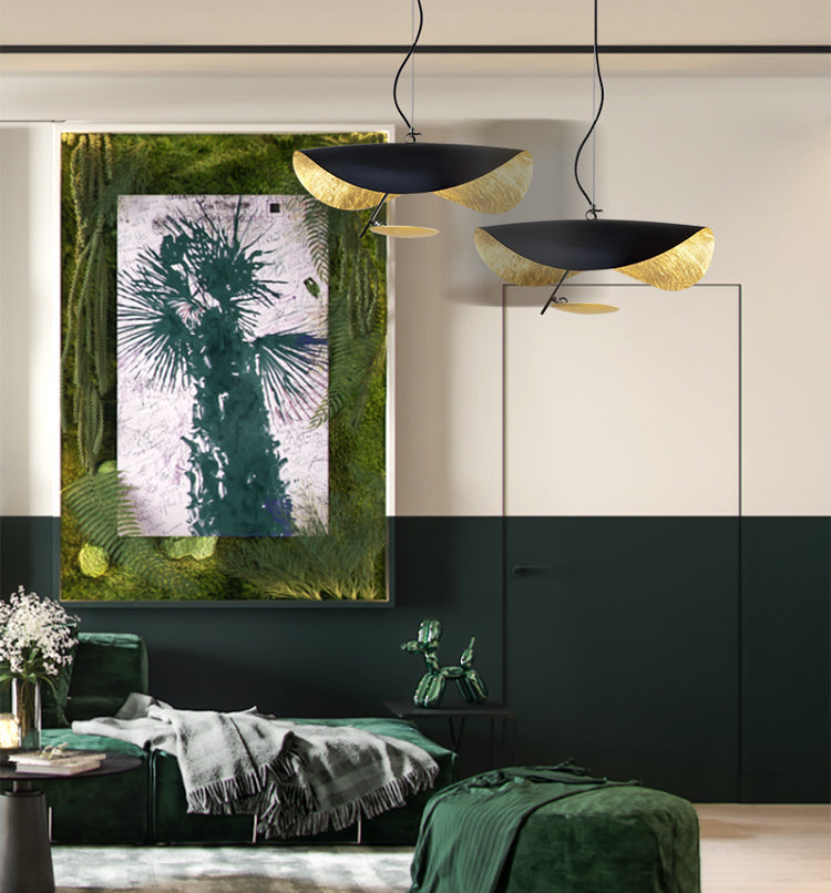 Zwarte hoed Iron Down Lighting Pendant eigentijds 1-licht plafondlicht voor eetkamer