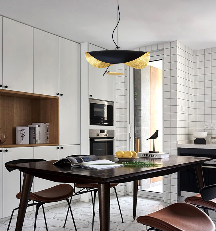 Zwarte hoed Iron Down Lighting Pendant eigentijds 1-licht plafondlicht voor eetkamer