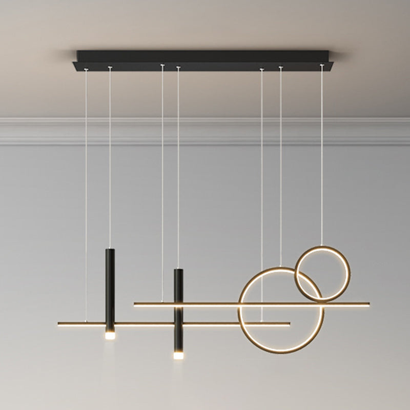 Silica Gel LED Linear Island Pendant Light in Modern Luxury Style Wrought Iron Ceiling Fixture for Dining Room