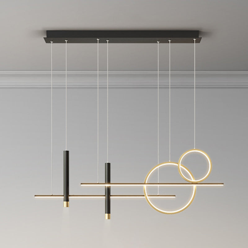 Silica Gel LED Linear Island Pendant Light in Modern Luxury Style Wrought Iron Ceiling Fixture for Dining Room