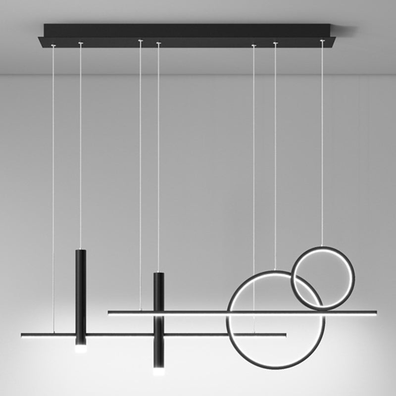 Silica Gel LED Linear Island Pendant Light in Modern Luxury Style Wrought Iron Ceiling Fixture for Dining Room