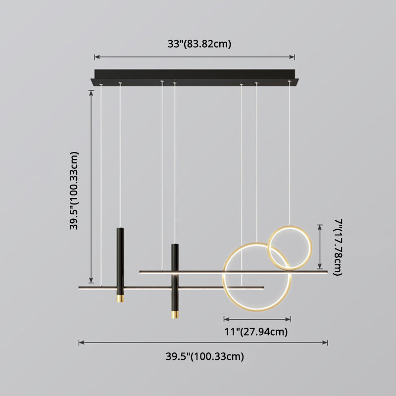 Silica Gel LED Linear Island Pendant Light in Modern Luxury Style Wrought Iron Ceiling Fixture for Dining Room