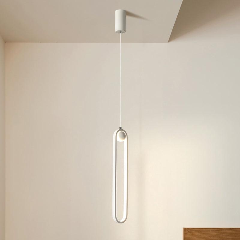 Oval Bedroom Hanging Light Fixture Metal Simple Style LED Suspended Lighting Fixture