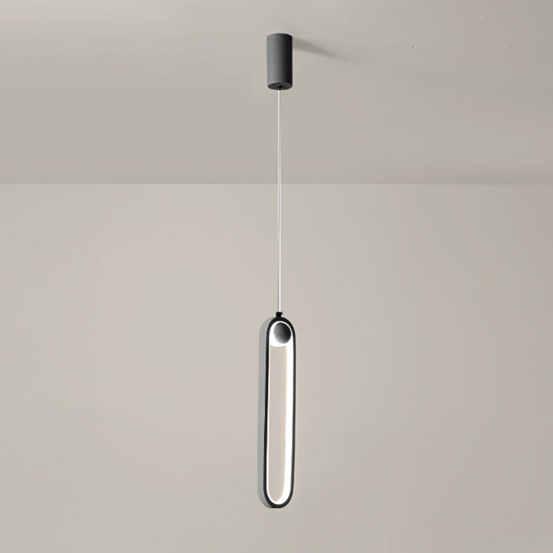 Oval Bedroom Hanging Light Fixture Metal Simple Style LED Suspended Lighting Fixture