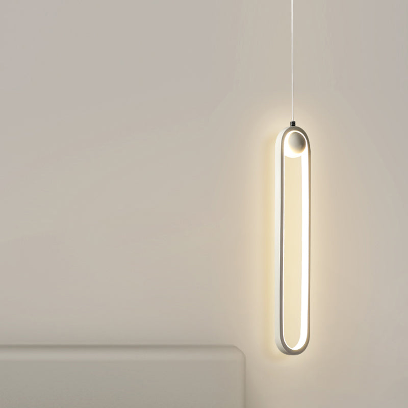 Oval Bedroom Hanging Light Fixture Metal Simple Style LED Suspended Lighting Fixture