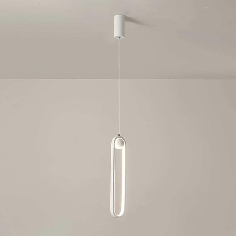 Oval Bedroom Hanging Light Fixture Metal Simple Style LED Suspended Lighting Fixture