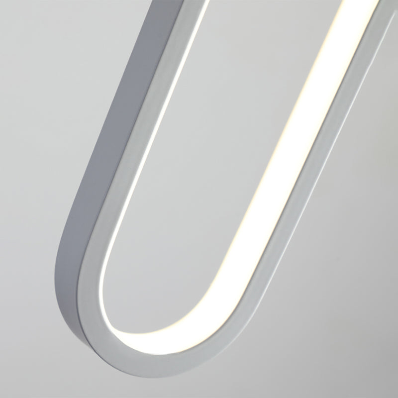 Oval Bedroom Hanging Light Fixture Metal Simple Style LED Suspended Lighting Fixture