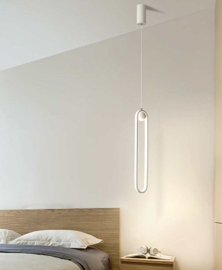 Oval Bedroom Hanging Light Fixture Metal Simple Style LED Suspended Lighting Fixture