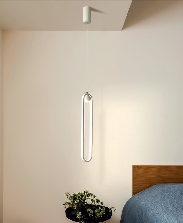 Oval Bedroom Hanging Light Fixture Metal Simple Style LED Suspended Lighting Fixture