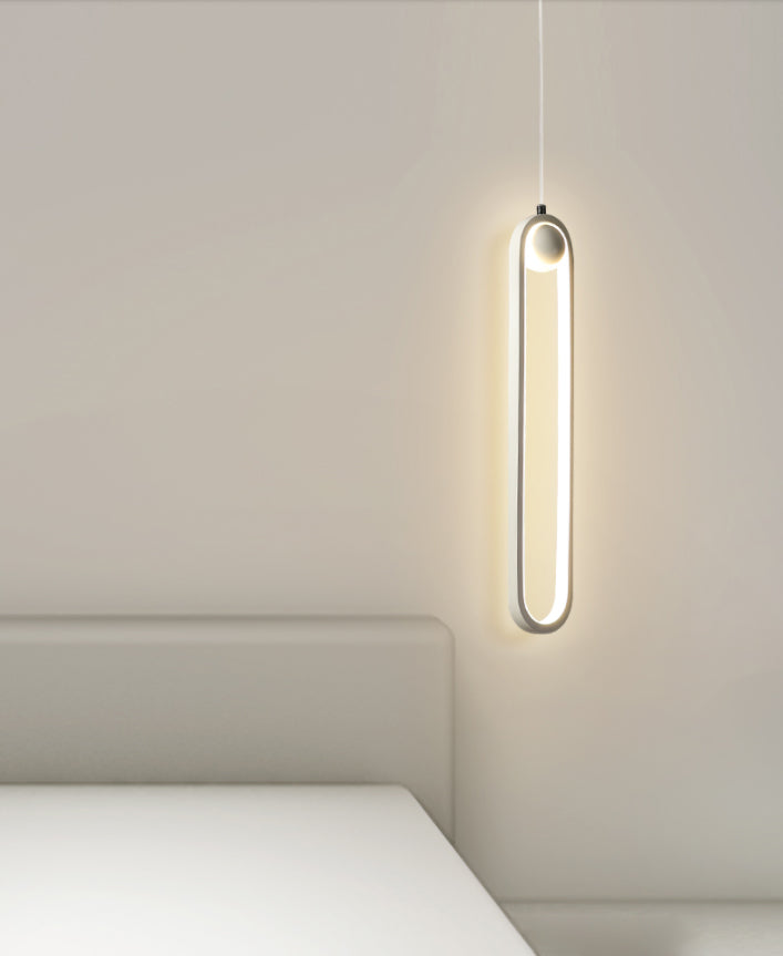 Oval Bedroom Hanging Light Fixture Metal Simple Style LED Suspended Lighting Fixture