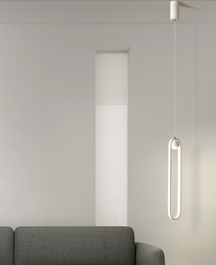 Oval Bedroom Hanging Light Fixture Metal Simple Style LED Suspended Lighting Fixture