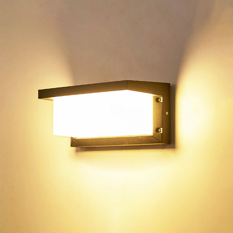 Moderno semplice rettangolo a parete rettangolo montato a parete lampada da parete in alluminio a 1 luce per giardino