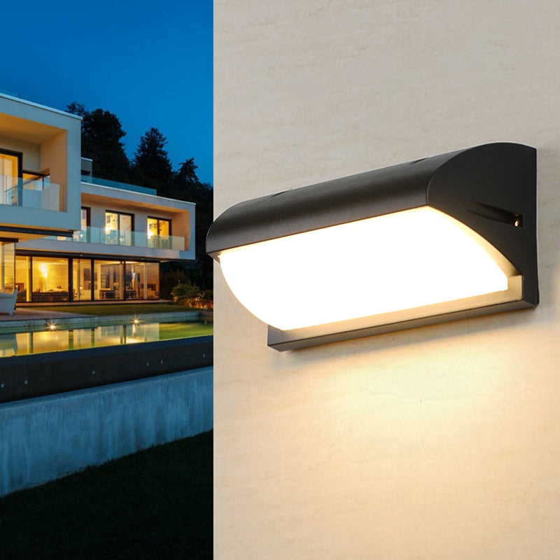 Moderno semplice rettangolo a parete rettangolo montato a parete lampada da parete in alluminio a 1 luce per giardino