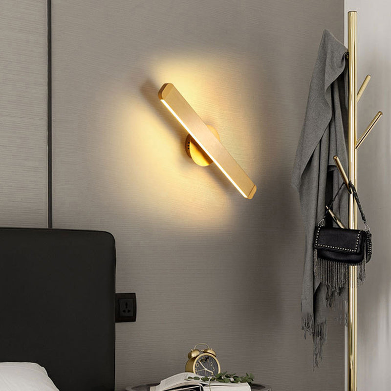 Geborsteld goud rechthoekige LED -wandlamp roteerbaar ontwerp Noordse eenvoud Aluminium SCONCE LICHT VOOR BEDBAAR