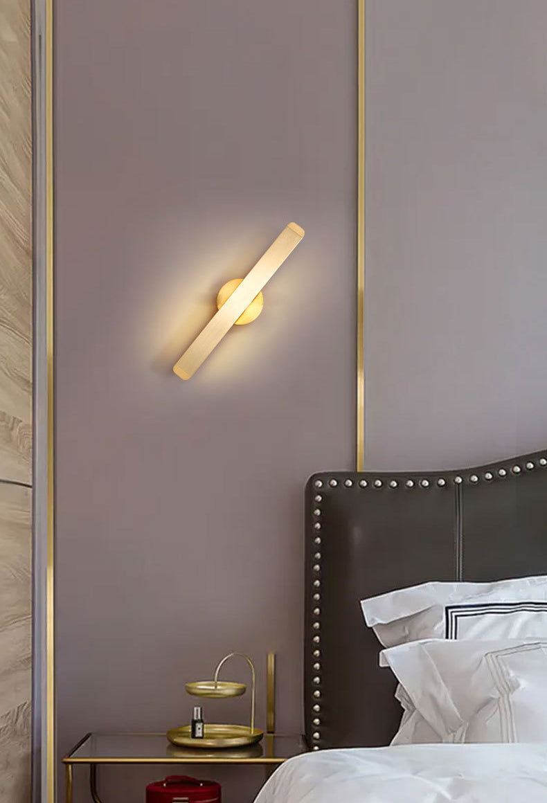 Geborsteld goud rechthoekige LED -wandlamp roteerbaar ontwerp Noordse eenvoud Aluminium SCONCE LICHT VOOR BEDBAAR