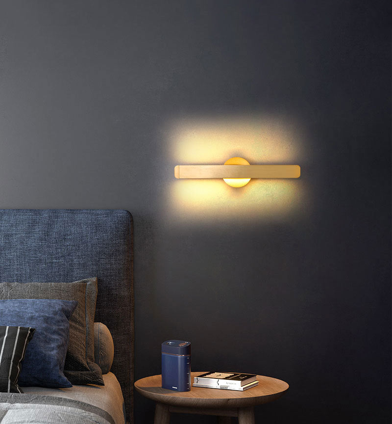 Geborsteld goud rechthoekige LED -wandlamp roteerbaar ontwerp Noordse eenvoud Aluminium SCONCE LICHT VOOR BEDBAAR