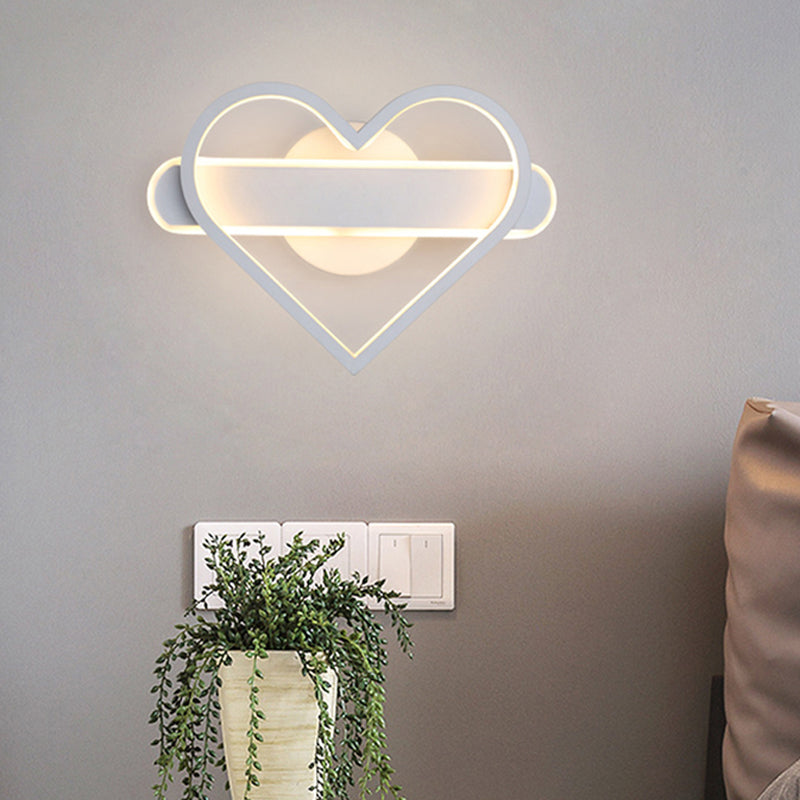 Heart Shaped Aluminum LED Wall Lamp 9.5" H Simplicity Lines Acrylic Sconce Lighting Fixture for Bedroom