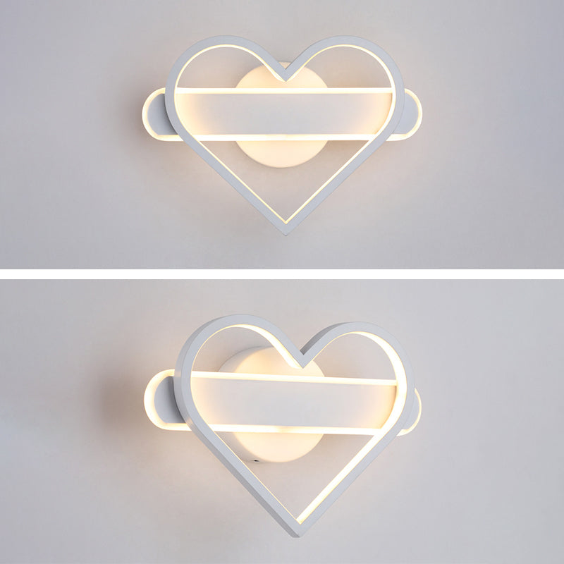 Heart Shaped Aluminum LED Wall Lamp 9.5" H Simplicity Lines Acrylic Sconce Lighting Fixture for Bedroom