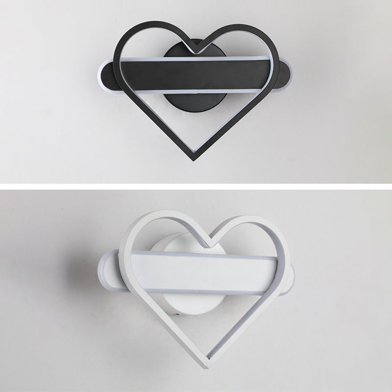 Heart Shaped Aluminum LED Wall Lamp 9.5" H Simplicity Lines Acrylic Sconce Lighting Fixture for Bedroom
