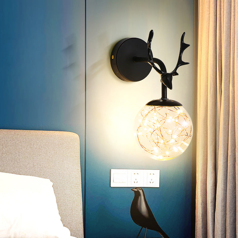Lampade a parete in vetro trasparente globo a 1 luce moderna a montaggio a parete per soggiorno