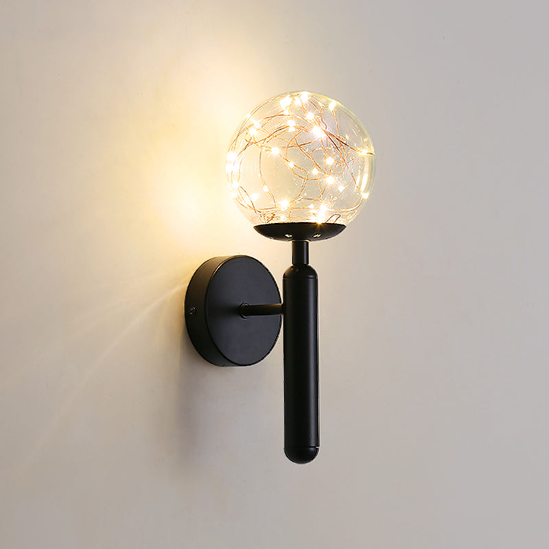 Lampade a parete in vetro trasparente globo a 1 luce moderna a montaggio a parete per soggiorno