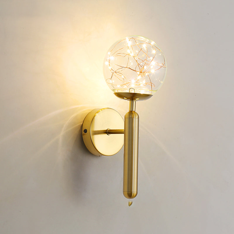 Lampade a parete in vetro trasparente globo a 1 luce moderna a montaggio a parete per soggiorno
