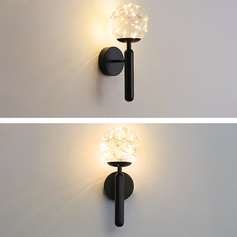 Lampade a parete in vetro trasparente globo a 1 luce moderna a montaggio a parete per soggiorno