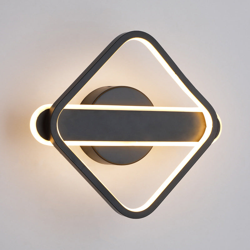 Square Aluminum Simplicity LED Wall Lamp 9.5" H Geometric Lines Acrylic Sconce Lighting Fixture for Bedroom