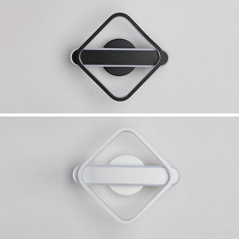 Square Aluminum Simplicity LED Wall Lamp 9.5" H Geometric Lines Acrylic Sconce Lighting Fixture for Bedroom