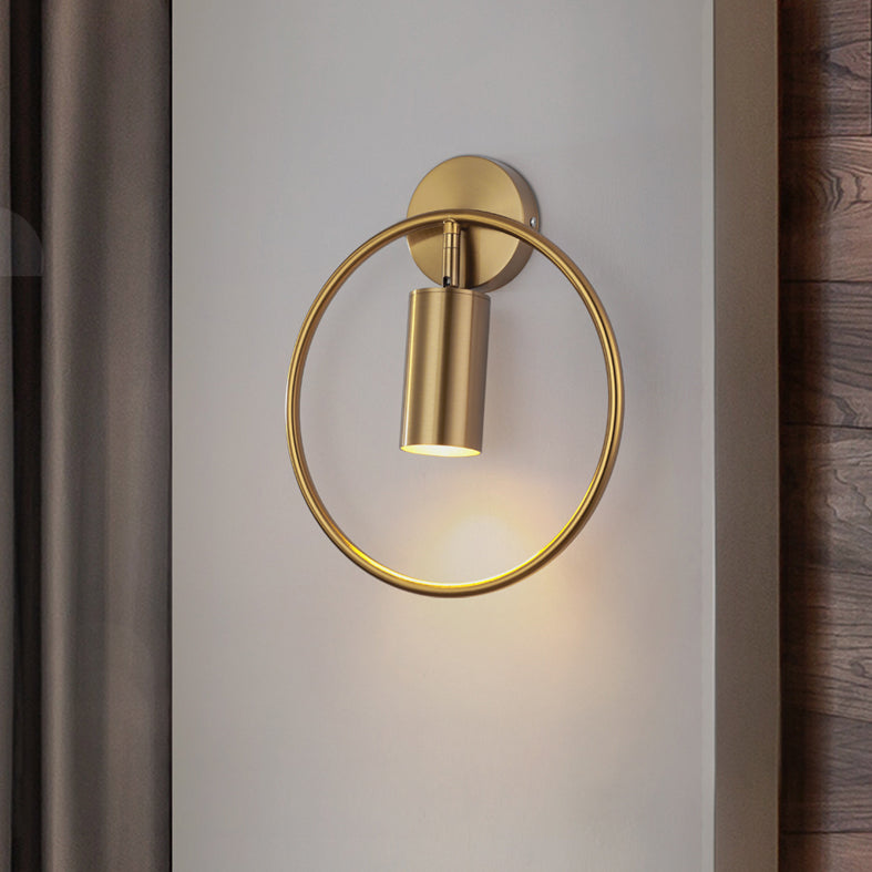 13" H Nordic Style Metal Ring Wall Lamp 1-Light Cylindrical Spotlight Sconce Lights for Bedroom