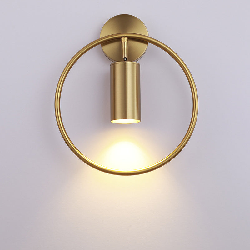 13" H Nordic Style Metal Ring Wall Lamp 1-Light Cylindrical Spotlight Sconce Lights for Bedroom