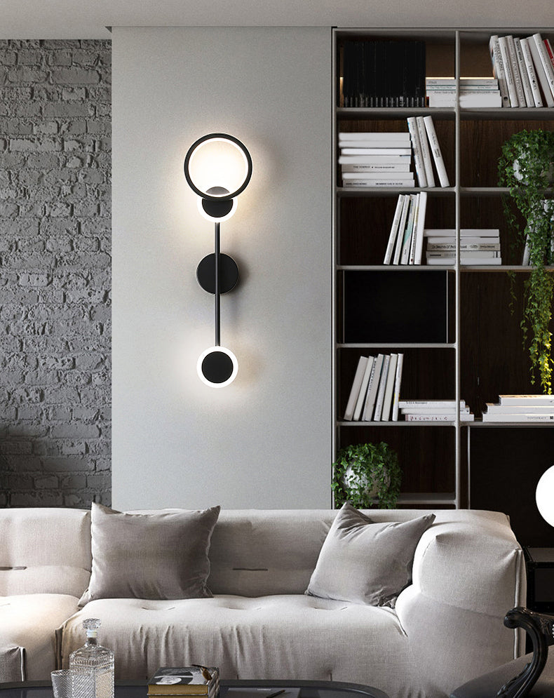Moderni semplici luci a parete a led nere lampade a parete metallica per soggiorno