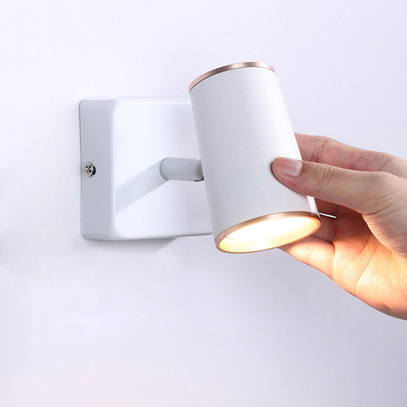 Rotatable Cylindrical Bedside Reading Lamp Modernism Simplicity Aluminum Wall Sconce for Bedroom