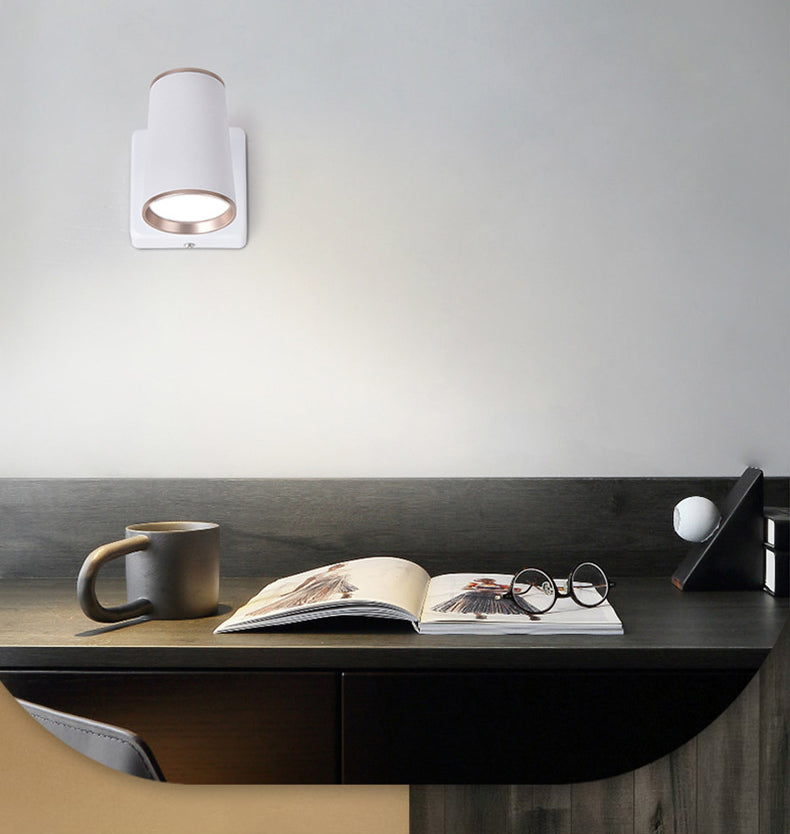 Rotatable Cylindrical Bedside Reading Lamp Modernism Simplicity Aluminum Wall Sconce for Bedroom