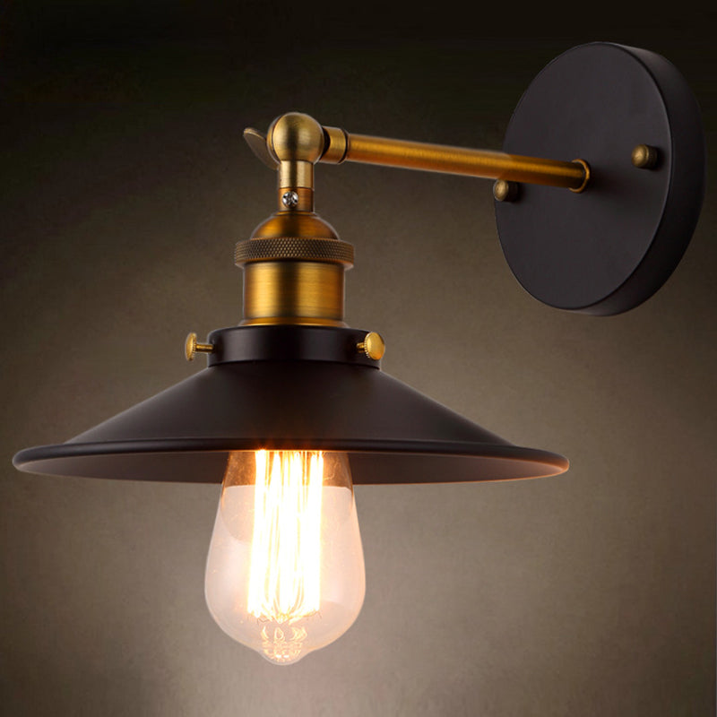 1-leichte Wandlampe für industrielle Stile mit Metalluntertasse Schatten 90 ° Verstellbarer Schwung Arm Leuchte für Coffeeshop-Restaurants